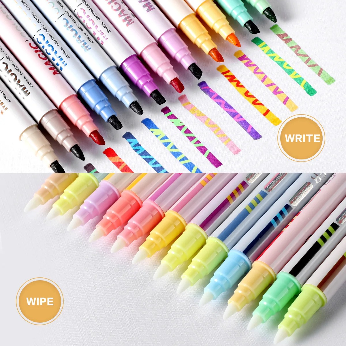 Pastel Highlighter Set Double Ended - Ensemble de 12 surligneurs magiques à