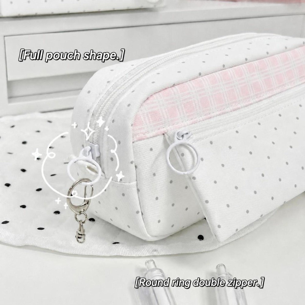Aesthetic Large Pencil Case Pouch - Trousse à crayons esthétique à pois