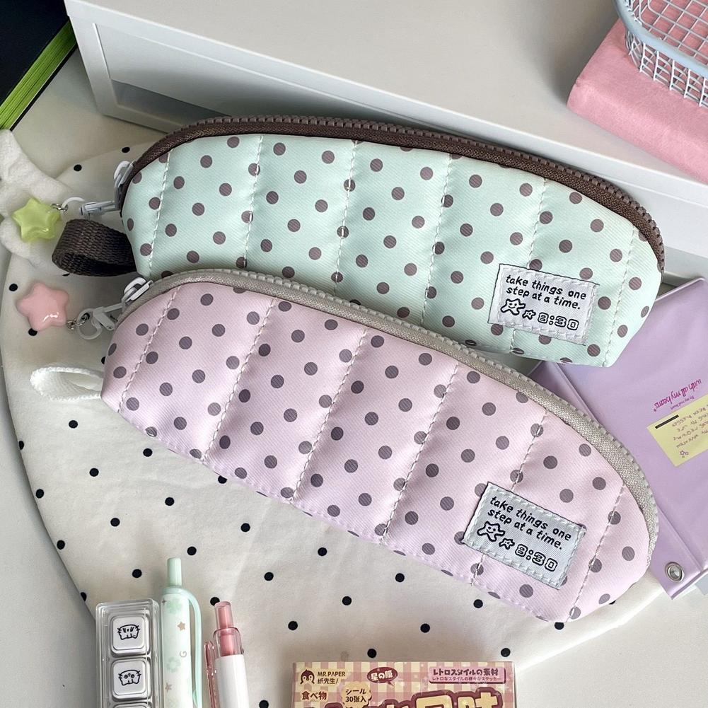 Aesthetic Large Pencil Case Pouch - Trousse à crayons esthétique à pois,