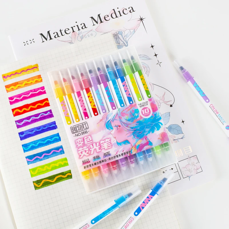 Pastel Highlighter Set Double Ended - Ensemble de stylos surligneurs magiques à