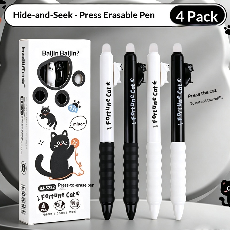 Retractable Eraser Pen Click - 4 stylos gel effaçables en forme
