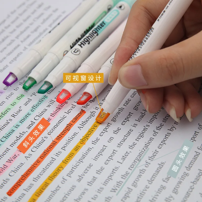 Pastel Highlighter Set Double Ended - Surligneur à pointe de fenêtre unique,