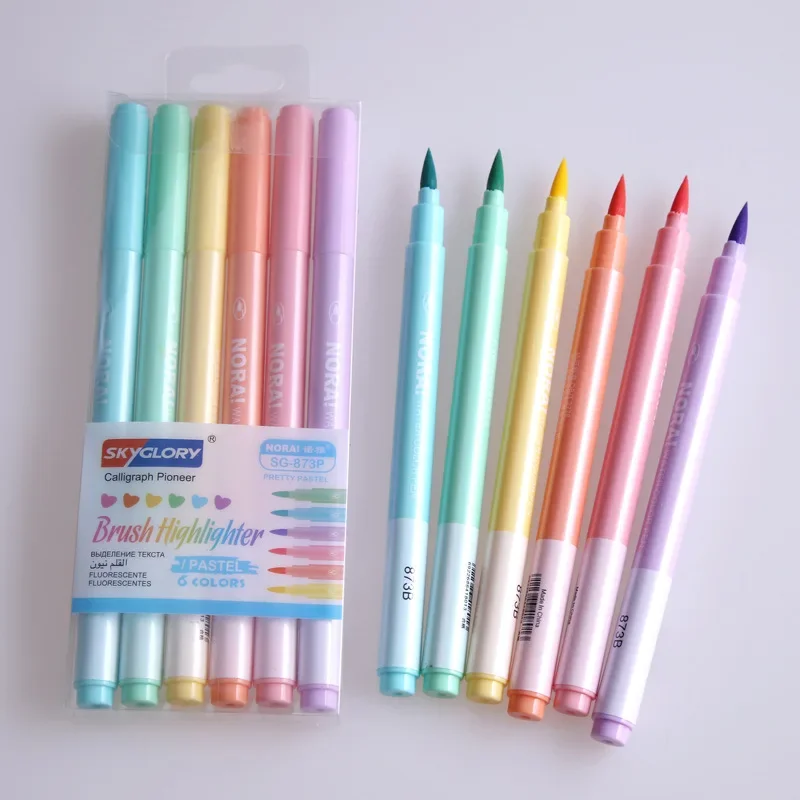 Stylos surligneurs à brosse po - Pastel Highlighter Set Double Ended avis et prix