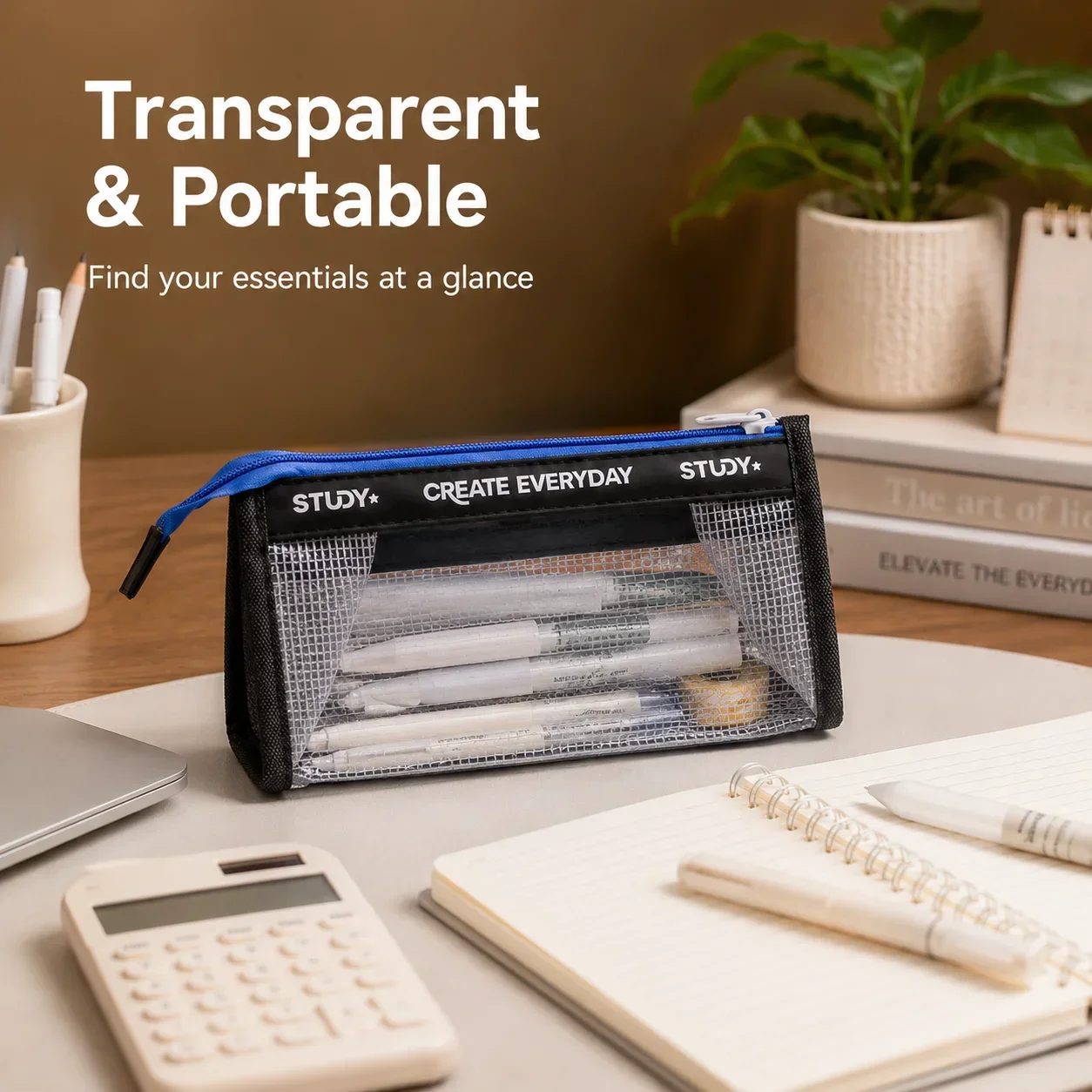Trousse à crayons transparente - Aesthetic Large Pencil Case Pouch avis et prix