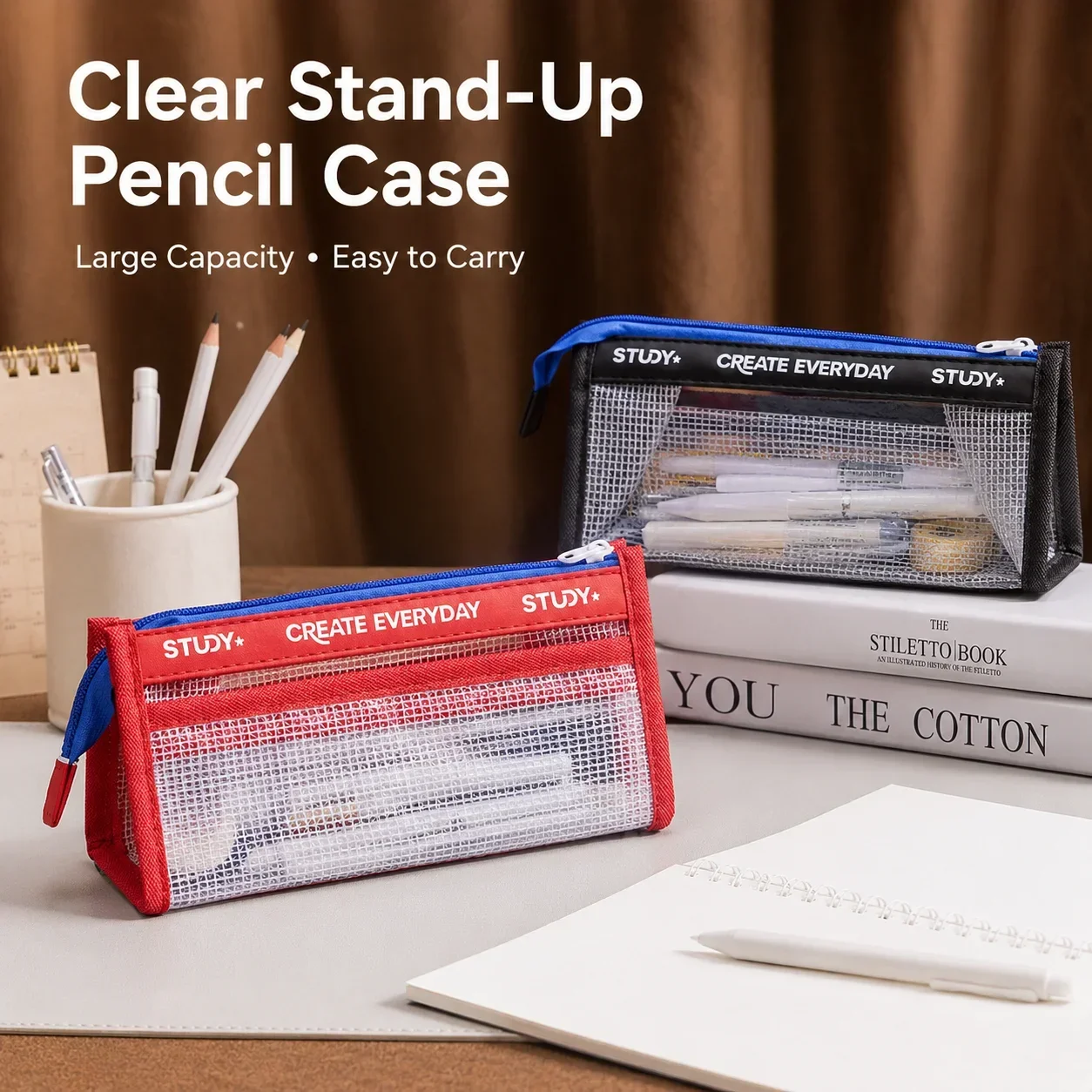 Trousse à crayons transparente - Aesthetic Large Pencil Case Pouch avis et prix
