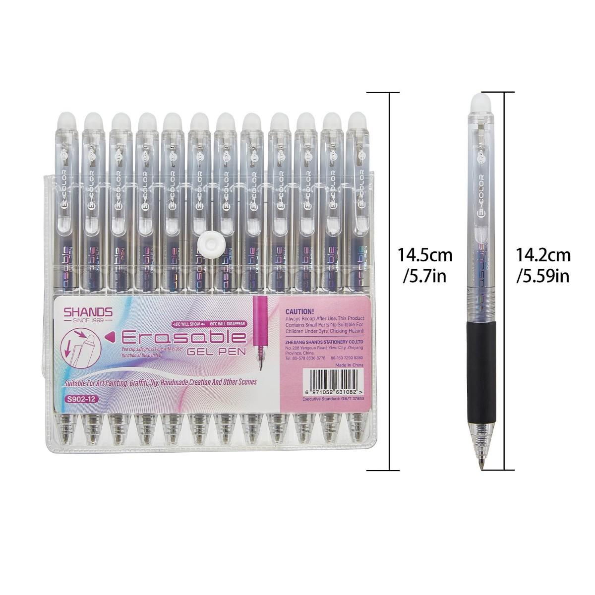 Lot de 12 stylos gel effaçable - Retractable Eraser Pen Click avis et prix