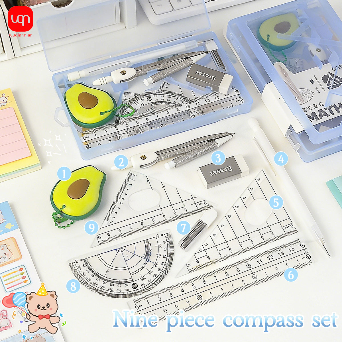 Kit de Géométrie 9 Pièces pour - Math Geometry Set With Compass avis et prix
